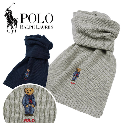 ポロ ラルフローレン POLO RALPH LAUREN solid denim bear scarf マフラー